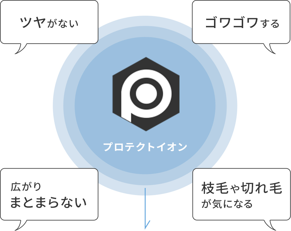 ツヤがない ゴワゴワする 広がり まとまらない 枝毛や切れ毛が気になる